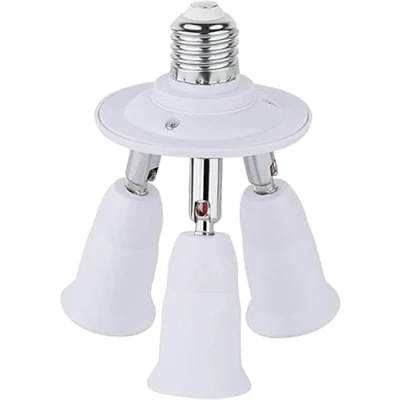 Immagine di ISDI portalampada E27 3 in 1 adattatore splitter per lampadine LED attacco grande, 360 regolabile, tre luci base, distributore a vie, multiplo bianco più luce