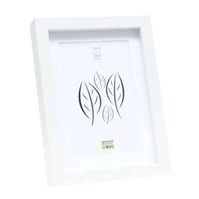 Immagine di Deknudt Frames S40AK1 P1 13.0X18.0 Portafoto Basic con passpartout, modanatura alta, in legno/MDF, 20 x 14,9 2,96 cm, colore: bianco
