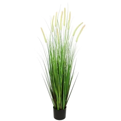 Immagine di erba artificiale a coda di volpe in vaso, artificiale, ornamentale, piante verdi, ciuffo, solitaria, decorazione per erba, miglio setaria