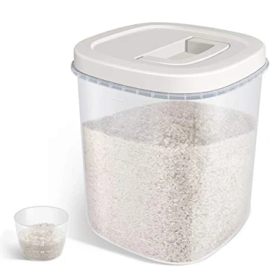 Immagine di TBMax Contenitore per Riso, 10 Litri, Grande ermetico Alimenti con Coperchio e misurino in plastica, Senza BPA Cereali