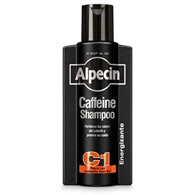 Immagine di Alpecin Black Caffeine Shampoo C1 per gli uomini con nuova fragranza 375ml la crescita dei capelli naturali e forti Cura