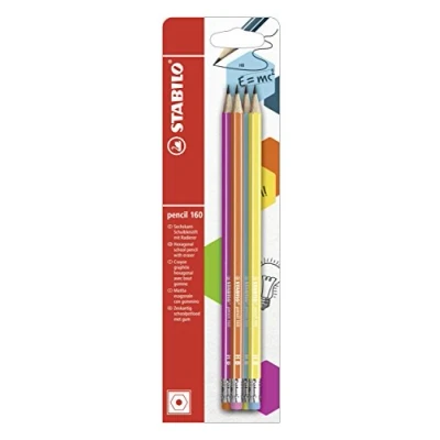 Immagine di Stabilo 160 Matita in Grafite con gommino Pack da 4 Colori assortiti Gradazione HB