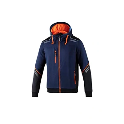 Immagine di Sparco Felpa con Cappuccio Marca Modello Zip E TW Taglia M Blu Navy/Arancione