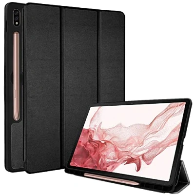 Immagine di TECHGEAR Cover Compatible con Samsung Galaxy Tab S8 11&quot; 2022 (SM X700 / SM/X706) Custodia Smart tri fold [Compatibile penna] protezione d&#039;angolo [Sveglia Automatica] Nero