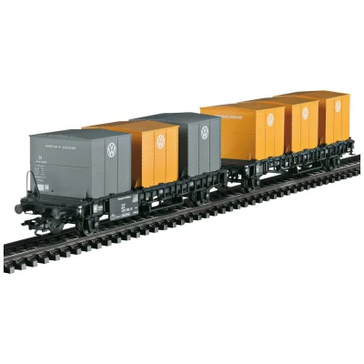 Immagine di Märklin 46661 Coppia di carrelli per il trasporto contenitori H0 Laabs DB