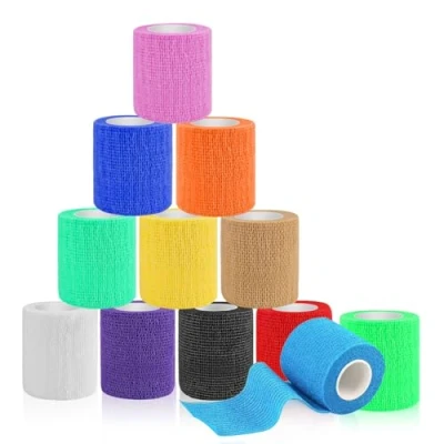 Immagine di Muyohix Benda Elastica Autoadesiva, 12 Rotoli Autoadesiva 7 CM x 4.5M, Coesiva per Mani, Piedi, Ginocchia