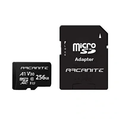 Immagine di ARCANITE, 256 GB MicroSDXC scheda di memoria con adattatore SD, A1, UHS I U3, V30, 4K, C10, Micro Velocità lettura fino a 90 MB/s