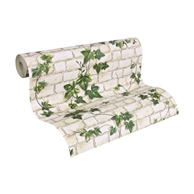Immagine di A.S. Creation 9804 34 Carta da parati Ivy effetto mattoni, colore: Bianco/Verde