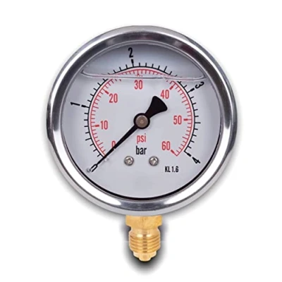 Immagine di Manometro glicerina attacco radiale, in acciaio inox IP65 63 mm con connettore dal basso, 1/4 (0 4bar)
