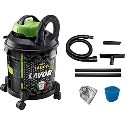 Immagine di Lavor JOKER 1400 S Aspiratore Solidi e Liquidi, Capacità Vano Raccolta 20 l, Serbatoio in Metallo, 18 kPa, Watt max, Tubo Flex 1,5 m, 2 Tubi Rigidi, Bocchetta Piatta, Spazzola Pavimenti, Base