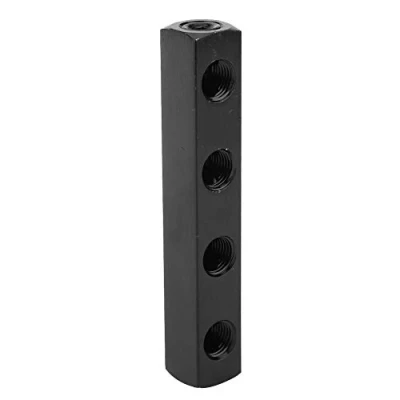 Immagine di Separatore Collettore Tubo Aria, Blocco Aria Filettatura BSPP da 0,25 Pollici, Pneumatica in Acciaio Inossidabile a 3 Vie 4 Connessione Rapida, (4 Way)