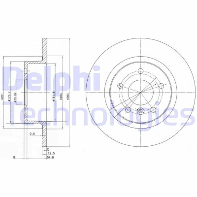 Immagine di DELPHI BG3227C Disco freno 304 13 5 pieno rivestito non trattato senza cuscinetto ruota, anello sensore ABS LAND ROVER: Discovery 2