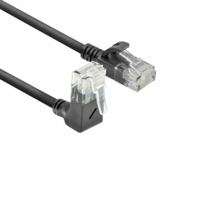 Immagine di ACT cavo di rete CAT6A ad angolo 90 verso l&#039;alto, U/UTP LSZH, sottile 3,6 mm, Ethernet flessibile con connettore RJ45, per l&#039;uso in data center, 0,15 metri, l&#039;alto