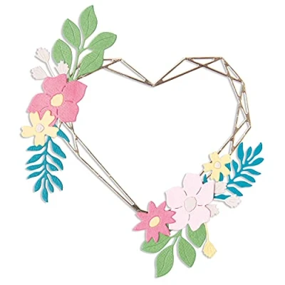 Immagine di Sizzix Set di Fustelle Thinlits 9PK Floreale Geo Heart Frame Lisa Jones, 665478, Acciaio al Carbonio, Multicolor, One Size