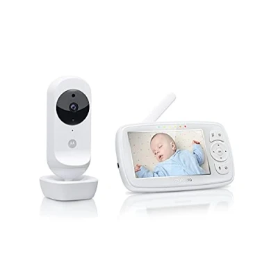 Immagine di Motorola Nursery Ease 44 Connect,Baby Monitor WiFi con fotocamera,Display video Baby da 4.3 pollici,App Hubble,Visione notturna, ninne nanne, monitoraggio della temperatura ambiente,Bianco