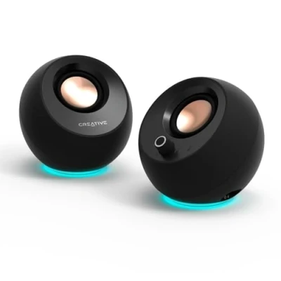 Immagine di CREATIVE Pebble Pro (Nero) Altoparlanti per computer 2.0 USB C con Bluetooth 5.3 e illuminazione RGB personalizzabile, audio porta cuffie/microfono