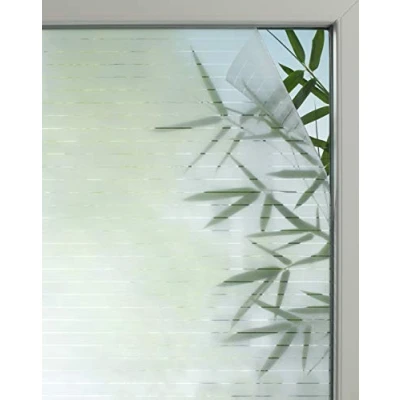 Immagine di Gardinia Pellicola per finestre ad adesione statica, Line 25, Traslucido, Tagliabile su Misura, 100% PVC, 67,5 x 150 cm, Effetto Lino, Semi Trasparente