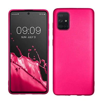 Immagine di kwmobile Custodia Compatibile con Samsung Galaxy A71 Cover Back Case Morbida Protezione in Silicone TPU Effetto metallizzato rosa