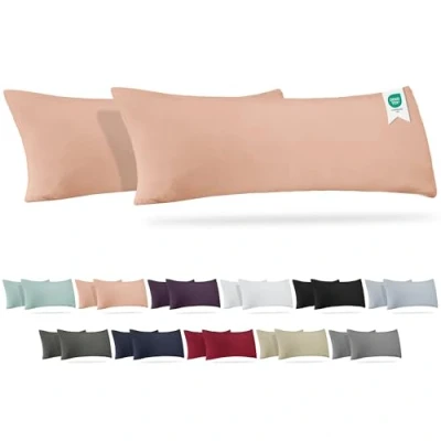 Immagine di Barbons Set di 2 cuscini per chi dorme sul fianco, 40 x 145 cm, 165 g/m², con certificazione Oeko TEX, federa cuscino in 100% jersey cotone, chiusura lampo (40 rosa)