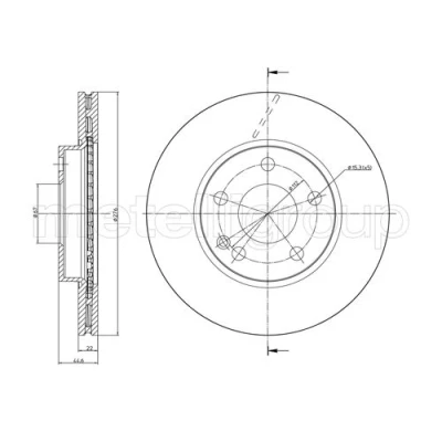Immagine di metelligroup 23 0831C Disco Freno Verniciato, Made in Italy, Kit Composto da 2 Dischi Freno, Pezzo di Ricambio per Auto/Automobile, Certificato ECE R90