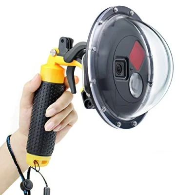 Immagine di GEPULY Dome Port Lens per GoPro Hero 5 6 7 (2018), con custodia impermeabile, Trigger, impugnatura galleggiante, filtro rosso commutabile integrato e macro 10x
