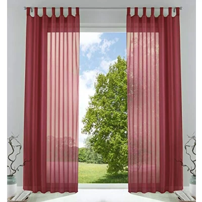 Immagine di Gardinenbox 61000CN Set di 2 tende trasparenti per soggiorno, in voile, con passanti, chiusura a nastro, 245 x 140 cm (altezza larghezza), colore bordeaux