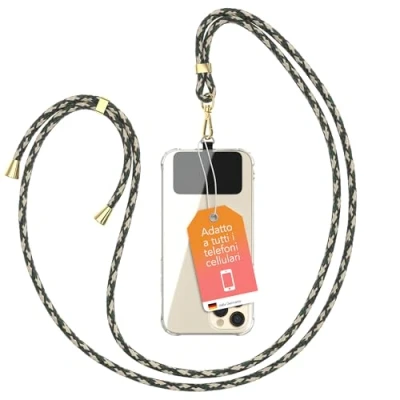 Immagine di EAZY CASE catena universale per cellulare adatta a tutti gli smartphone, da appendere, cover con cordino, smartphone portare in giro, cinghia cellulare, Verde mimetico