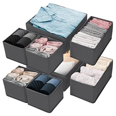 Immagine di Withosent Set di 8 cassetti, organizer per guardaroba, pieghevole, in tessuto, biancheria intima, vestiti, reggiseni, calze, cravatte