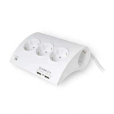 Immagine di EWENT MULTIPRESA 5 P SCHUK 2 USB 2.1A DA TAVOL