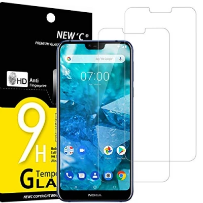 Immagine di NEW&#039;C 2 Pezzi, Vetro Temperato per Nokia 7.1, Pellicola Prottetiva Anti Graffio, Impronte, Senza Bolle, Durezza 9H, 0,33mm Ultra Trasparente, Resistente