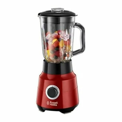 Immagine di Russell Hobbs Frullatore Elettrico Rosso Recipiente in vetro da 1,5 l Motore Potente 0,9 HP, Tritaghiaccio, Lama Acciaio Inox, Mixer no BPA, Tritatutto elettrico, 24720 56