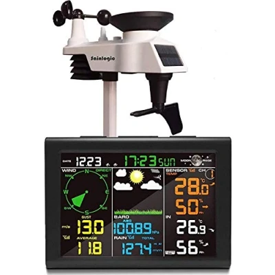 Immagine di Sainlogic Stazione Meteo Wireless con Sensore Esterno, 8 in 1 Previsioni Meteo, Temperatura, Pressione dell&#039;aria, Umidità, Indicatore del Vento, Collettore di Pioggia