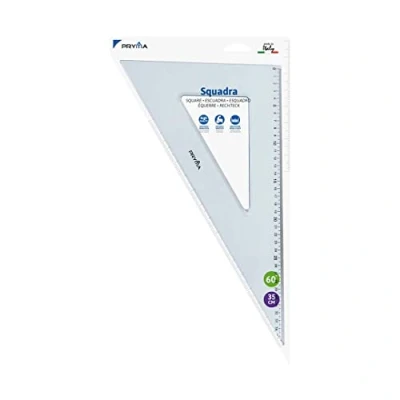 Immagine di Pryma Squadra 60 Strumento Geometrico di Precisione, per Scuola, Ufficio e Disegno Tecnico, Trasparente Resistente (Trasparente, 35 cm)