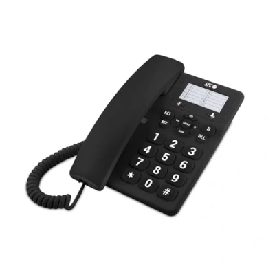 Immagine di SPC Original Telefono fisso da tavolo o parete, con tasti grandi e di facile utilizzo, 3 memorie dirette, volume suoneria extra forte, funzione ricomposizione Nero