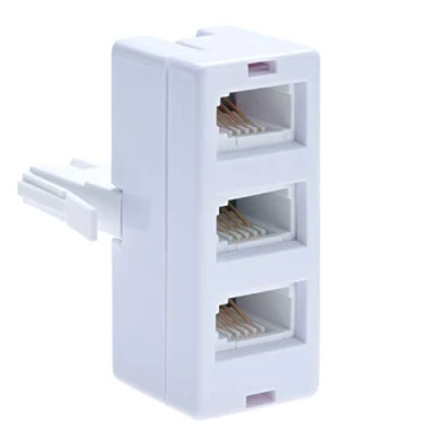 Immagine di BT Presa telefonica Linea 3 vie Splitter Jack femmina a BS6312 431A Spina Maschio Cavo Adattatore UK di rete fissa Convertitore porta Extender FAX Modem Telefono 4 fili Bianco