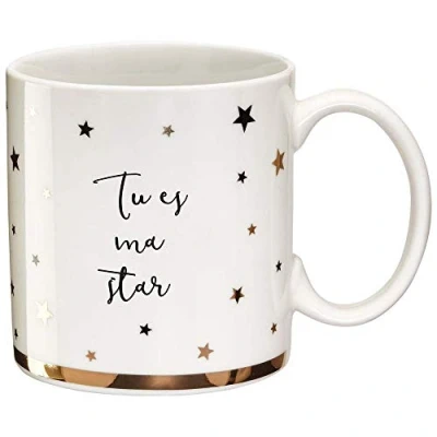 Immagine di Draeger Tazza originale da tè offrire in regalo ai propri cari caffè fine porcellana 350 ml 8 cm di diametro x 8,5 altezza sei la mia stella
