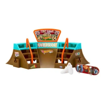 Immagine di Hot Wheels Skate Skatepark Stadio, Set Progettato con Tony Hawk, Stadio Rampe, Fingerboard e 1 Paio di Scarpine Rimovibili, Box per riporre i Fingerboard, Giocattolo Bambini, 5+ Anni, HPG34