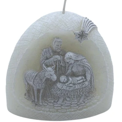 Immagine di Dekohelden24 candela di alta qualità come presepe con glitter e diodo, che cambia colore, cattolica LED colore bianco, dimensioni (lunghezza x larghezza altezza): circa 11 5