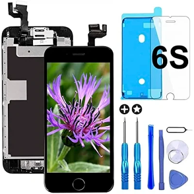 Immagine di GULEEK Display per Nero iPhone 6s LCD Schermo 4,7&quot; Touch Screen Digitizer Parti di Ricambio (con Home Pulsante, Altoparlante, Fotocamera,Sensore Flex) Strumenti Inclusi