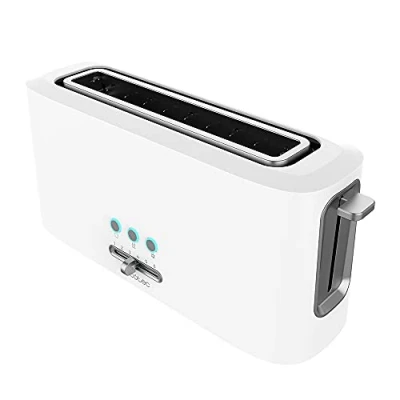 Immagine di Cecotec Tostapane Toast&amp;Taste 10000 extra White in plastica con 1 fessura lunga larga, 3 funzioni preconfigurate, 980 W, 6 livelli di tostatura