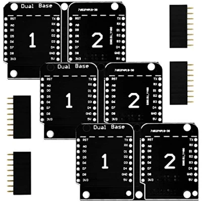Immagine di AZDelivery 3 x Dual Base Shield PCB Board Doppia compatibile con D1 Mini NodeMCU ESP8266 incluso un E Book!