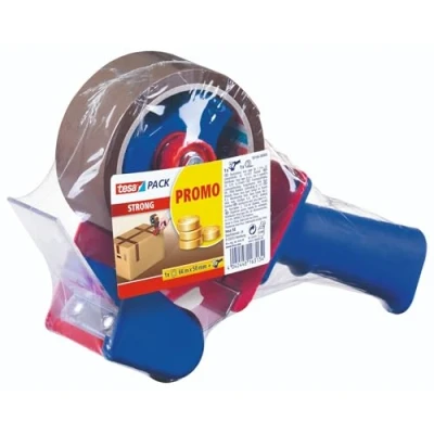 Immagine di tesa 58166 00000 00 Confezione Strong e dispenser manuale in set con 1 rotolo di nastro adesivo silenzioso, marrone, 66 m x 50 mm, 66m:50mm