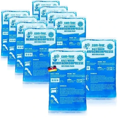 Immagine di com four® 10x Piccolo Impacco Multiuso Riutilizzabile Pacchetto Economico Busta Gel Freddo/Caldo, ca. 16 x 9 cm Adatto per Microonde Made in Germany (10 pezzi piccoli)