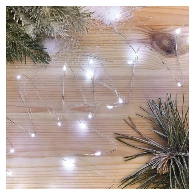 Immagine di EMOS Catena luminosa a LED bianca fredda, 1,9 m, funzione timer, funzionamento batteria (2 x AA), durata 10.000 ore, IP20 per interni