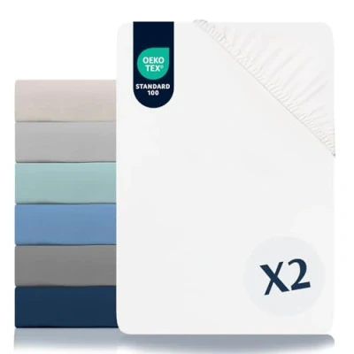 Immagine di Dreamzie Set di 2 Lenzuolo con Angoli 180x200 Microfibra Oeko Tex Certificado Bianco Alabastro sotto Matrimoniale