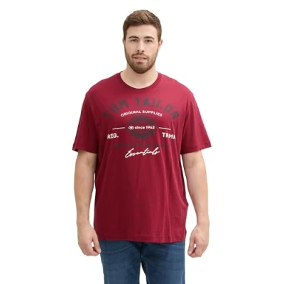 Immagine di TOM TAILOR 1039944 Maglietta Plus Size, 35930 Deep Red, 5XL Uomo