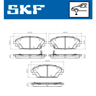 Immagine di SKF VKBP 80341 A Kit pastiglie freno con segnalatore acustico usura MAZDA: 3 Van / Hatchback
