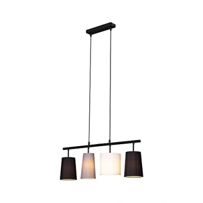 Immagine di Briloner lampada a sospensione in tessuto, 4 luci, E27 max. 40 Watt, da pranzo tessuto.