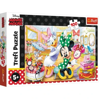 Immagine di Trefl 100 Elementi, Bambini dai 5 Anni Puzzle, Colore Disney, Minnie nel Salone di Bellezza, 16387