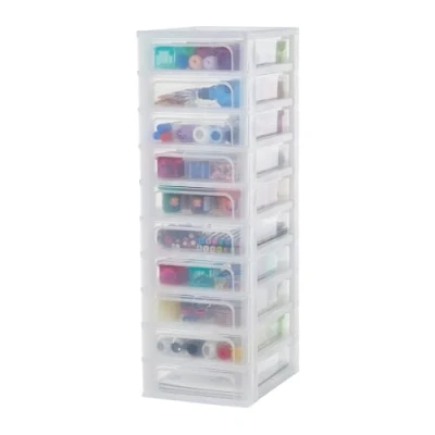Immagine di Iris Ohyama Cassettiera in Plastica, Portaoggetti, 10 Cassetti Medi, Bianco, Apertura Facile, Formato A4, A5 e A6, Organizzatore, Per Ufficio, Scuola, Cartoleria, Senza BPA, Contenitore, OCH 2100